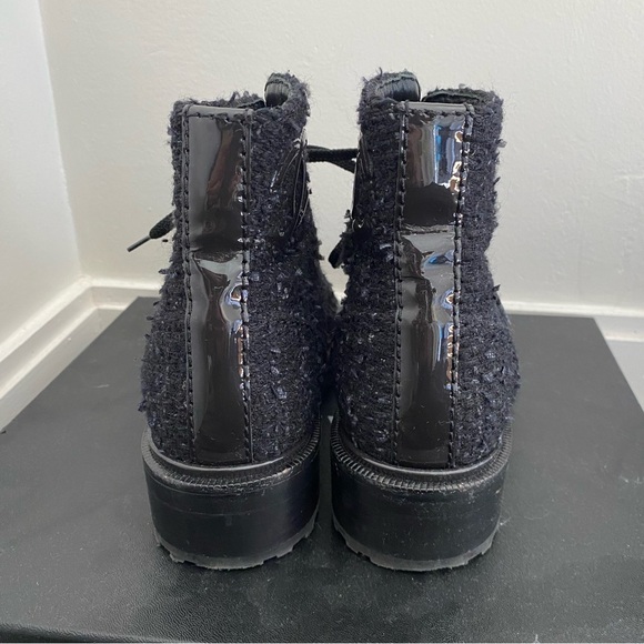 Chanel Lace Up Tweed Combat Boots - Picture 4 of 8